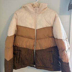 Colorblock chevron Puffer Jacket